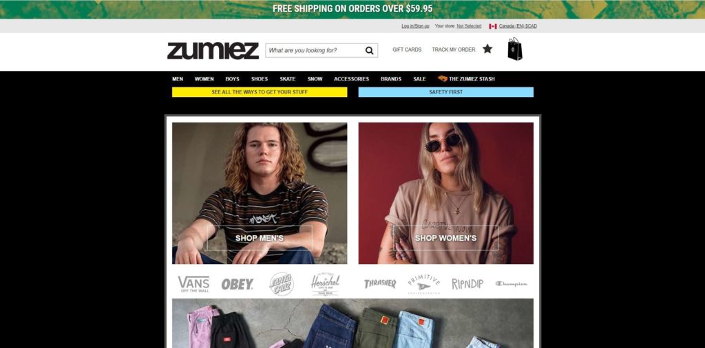 Zumiez Homepage