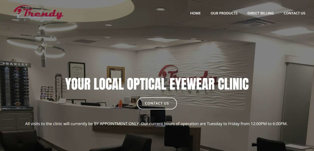 iTrendy Optical's homepage