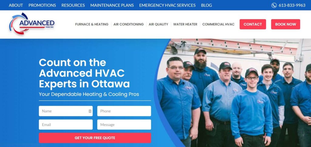 Advanced HVAC Inc. Homepage