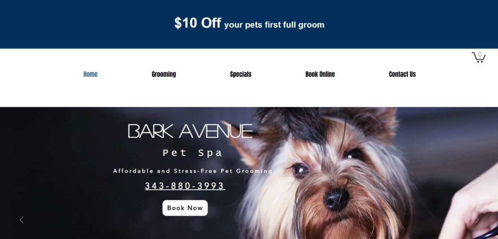 Bark Avenue Pet Spa Homepage