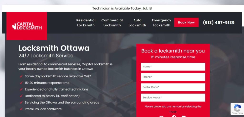 Capital Locksmith Homepage