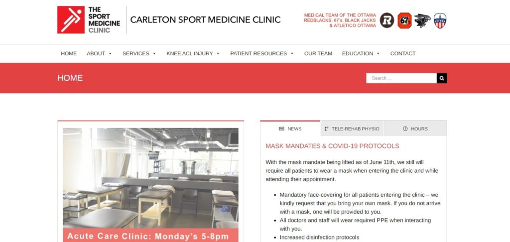 Carleton University Sport Medicine Centre Homepage