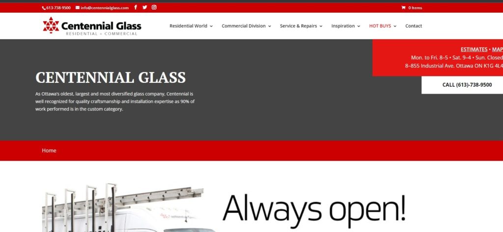 Centennial Glass Homepage