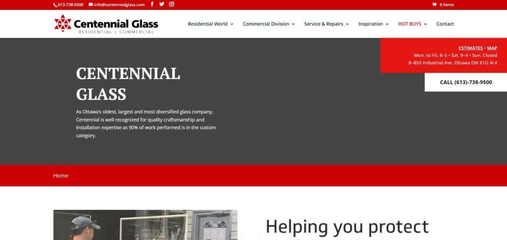 Centennial Glass Homepage