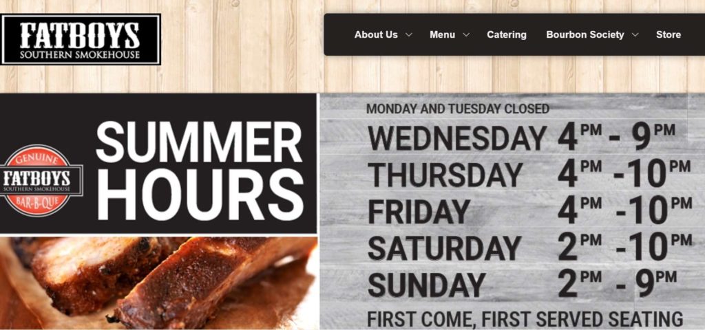 Fatboys Southern Smokehouse Homepage
