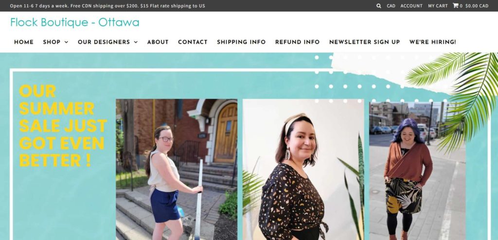 Flock Boutique Homepage