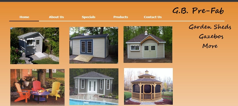 G B Pre-Fab Garden Sheds Homepage