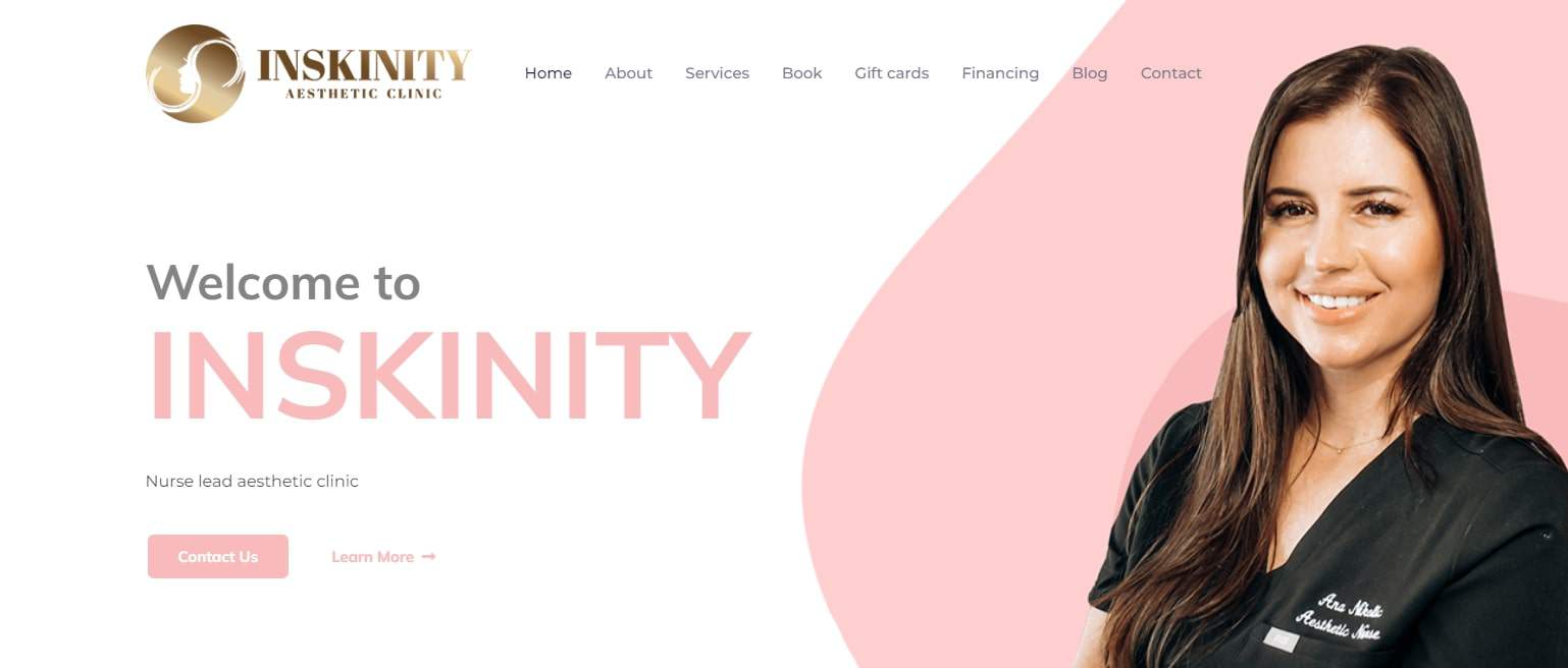 Inskinity Aesthetic Clinic Homepage