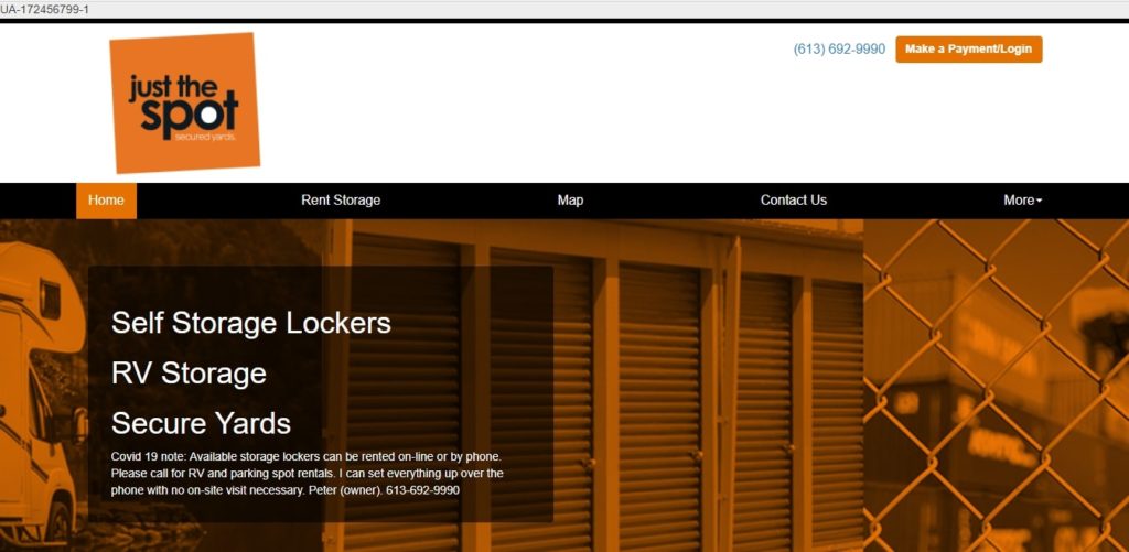 Just the Spot Storage and Secure Yards Homepage