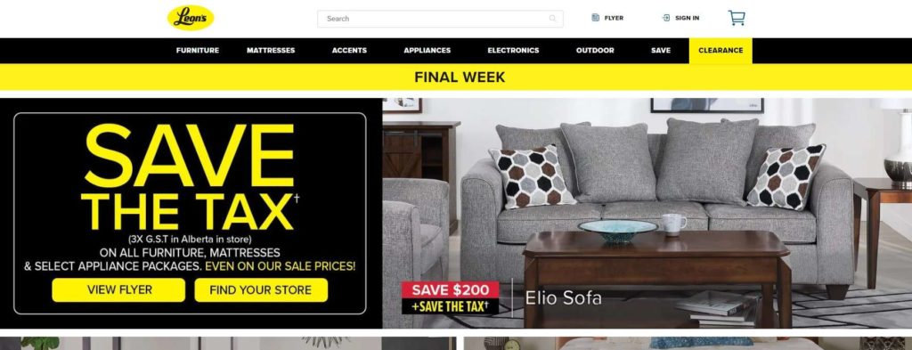 Leon's Furniture Homepage