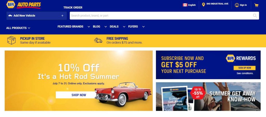 NAPA Auto Parts Homepage