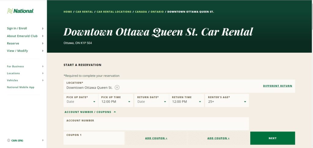National Car Rental Homepage