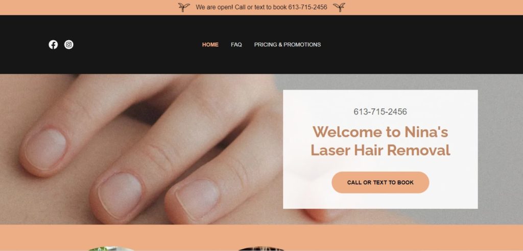 Nina's Laser Hair Removal Homepage