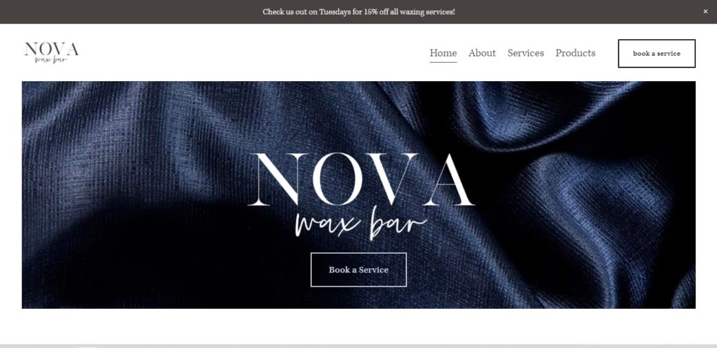 Nova Wax Bar Homepage