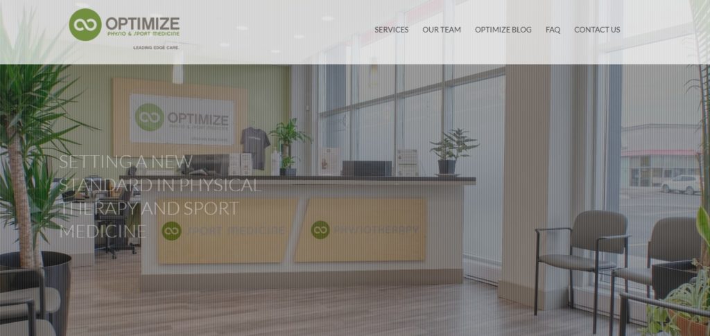 Optimize Physiotherapy & Sport Medicine Homepage