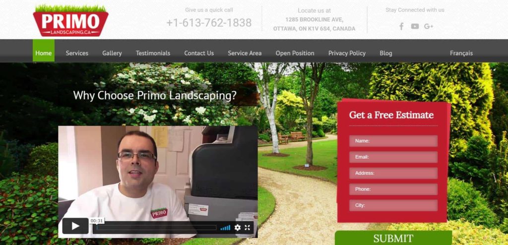 Primo Landscaping Homepage