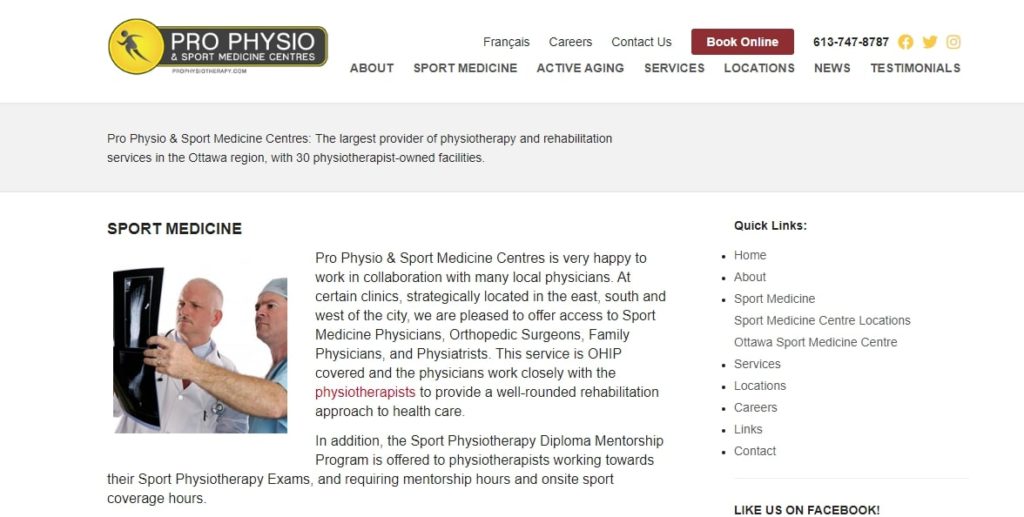 Pro Physio & Sport Medicine Centre Homepage