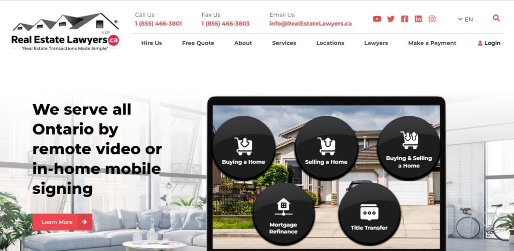 RealEstateLawyers.CA LLP Homepage
