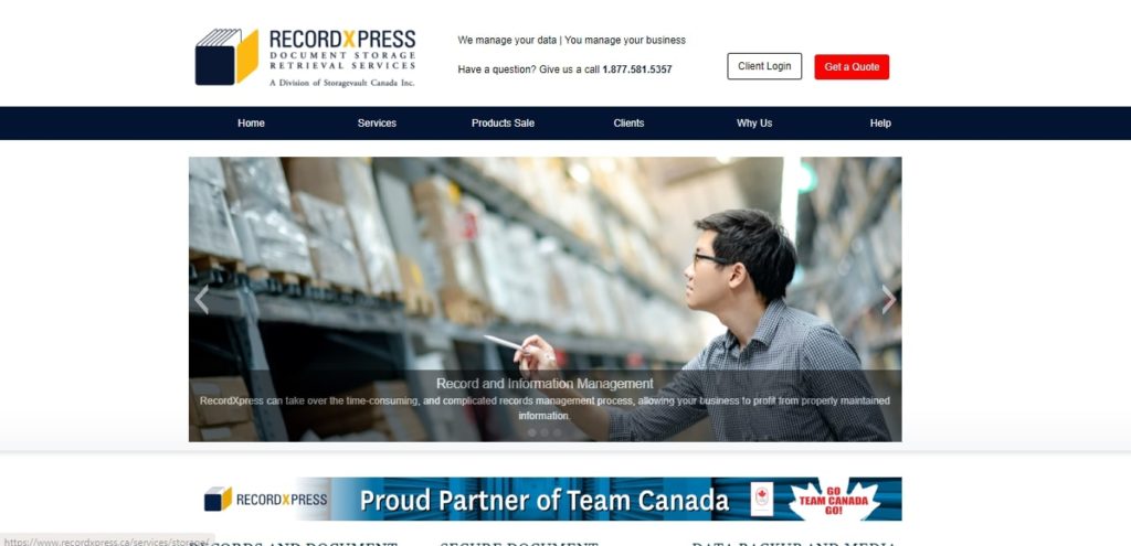 RecordXpress Ottawa Homepage