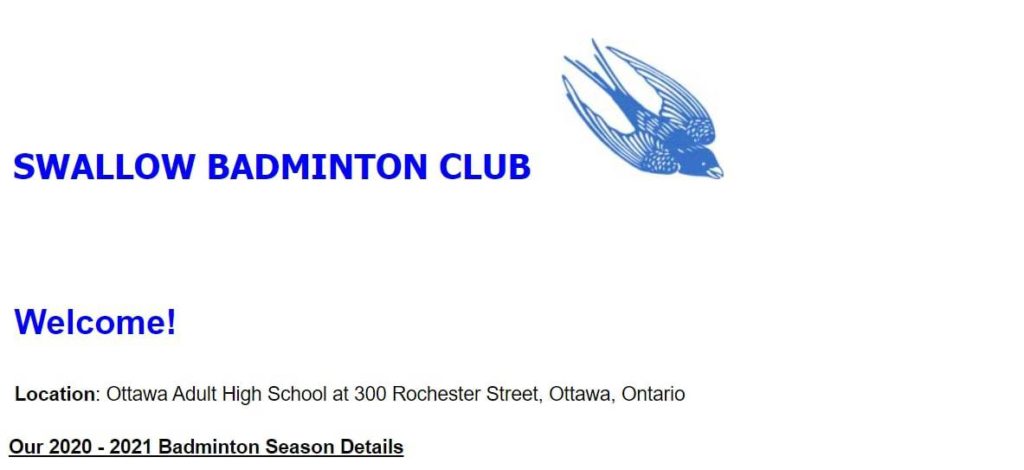 Swallow Badminton Club Homepage
