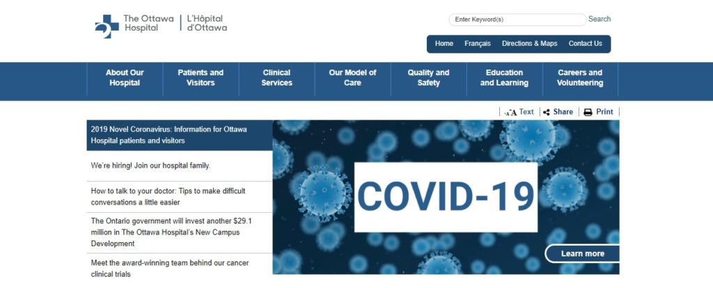 The Ottawa Hospital Pain Clinic Homepage