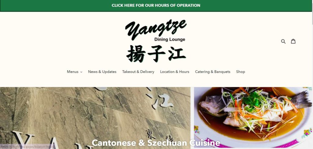 Yangtze Restaurant Homepage