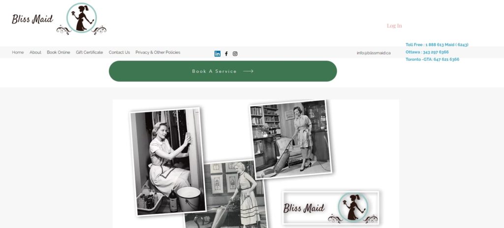 Bliss Maid House Cleaning Services Homepage