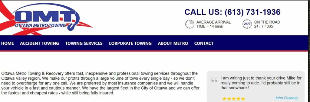 Ottawa Metro Towing Homepage