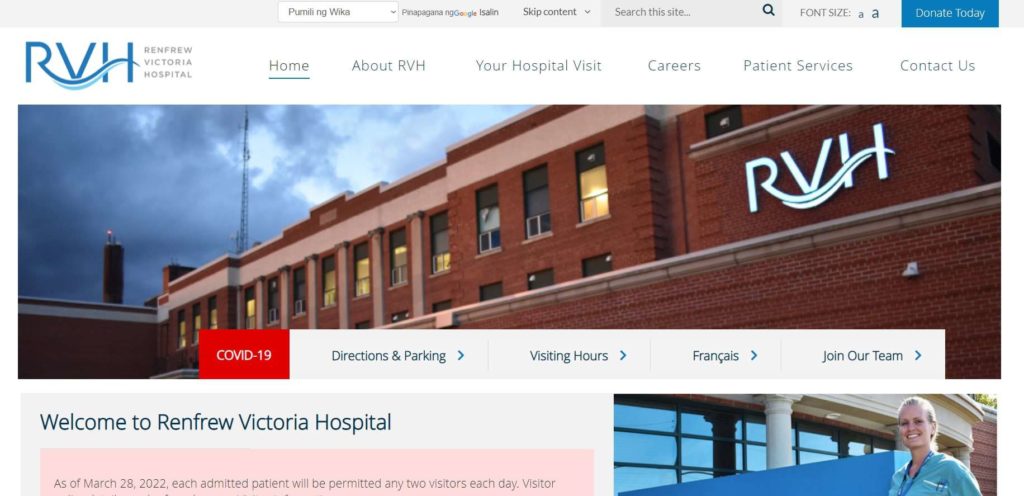 Renfrew Victoria Hospital Homepage