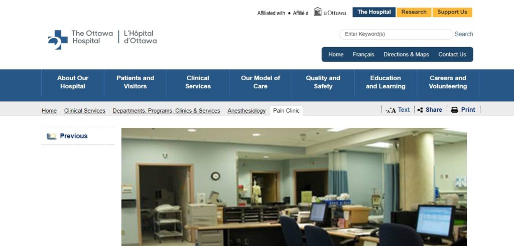 The Ottawa Hospital Pain Clinic Homepage