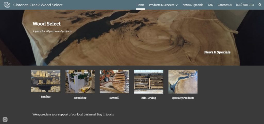 Clarence Creek Wood Select Homepage