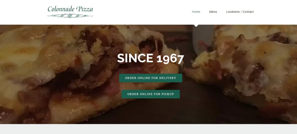 Colonnade Pizza Homepage