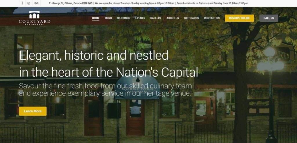 Courtyard Restaurant Homepage