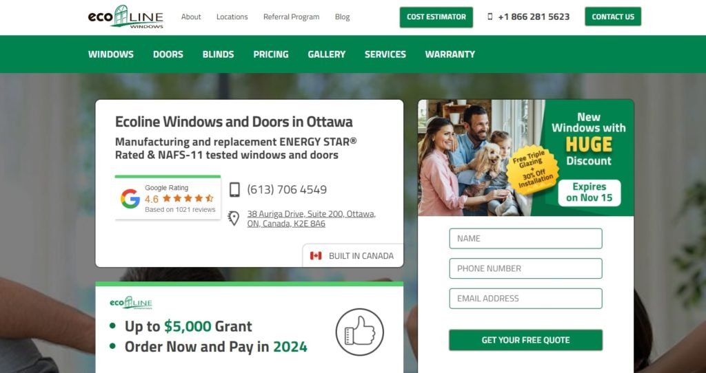 Ecoline Windows and Doors Ottawa Homepage