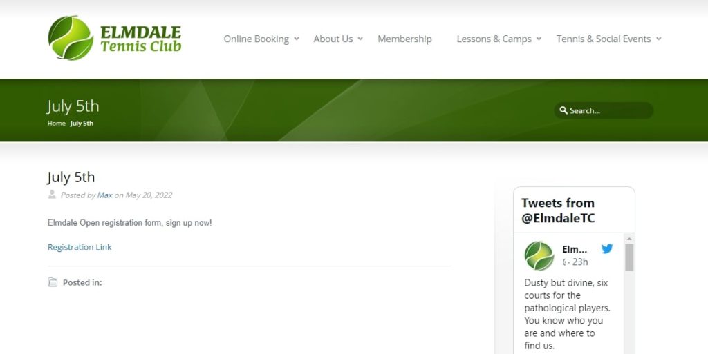 Elmdale Tennis Club Homepage