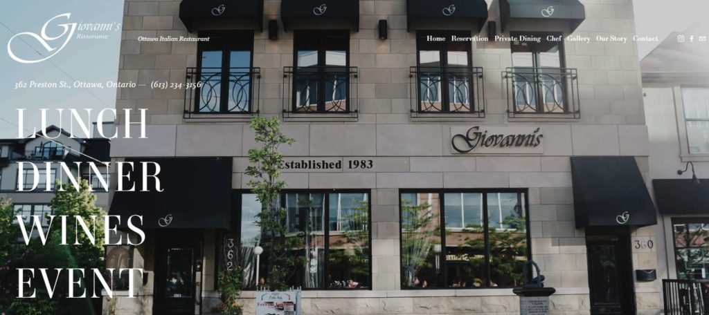 Giovanni's Restaurant Homepage