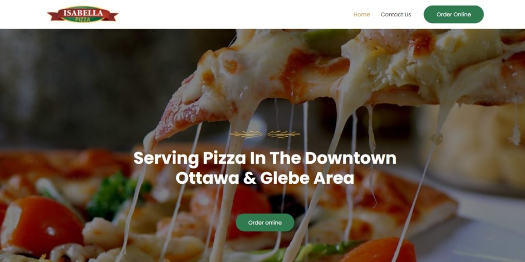 Isabella Pizza Homepage