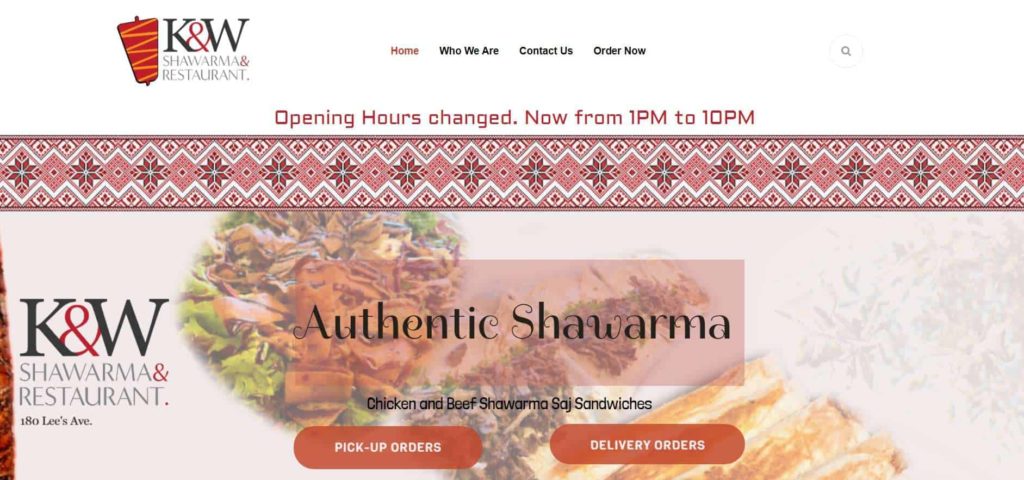 K&W Shawarma Homepage