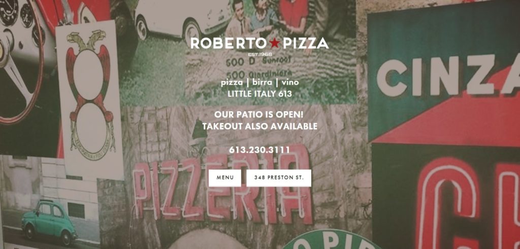 Roberto Pizza Homepage