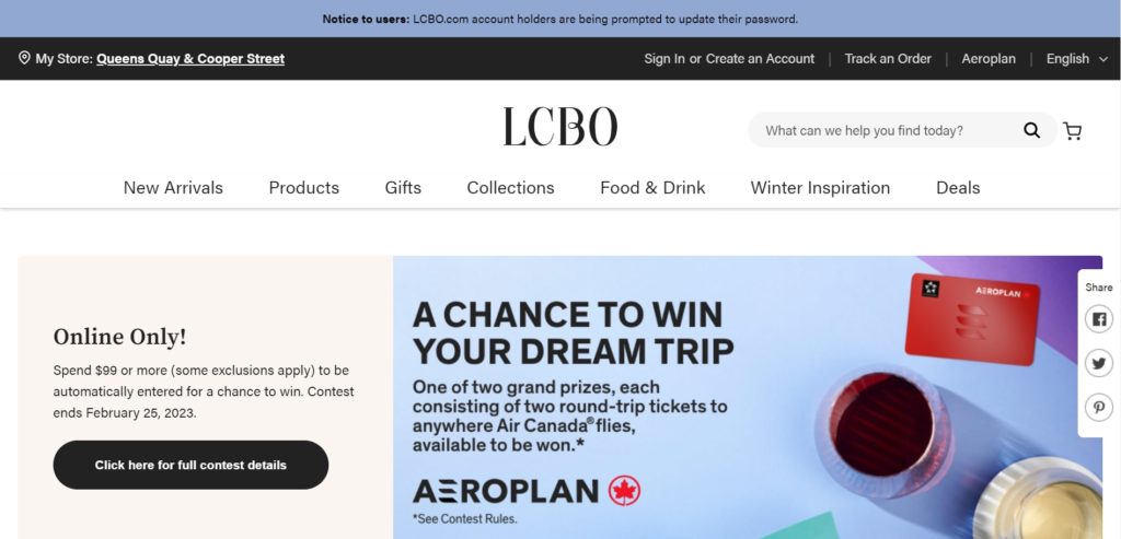 LCBO's Homepage