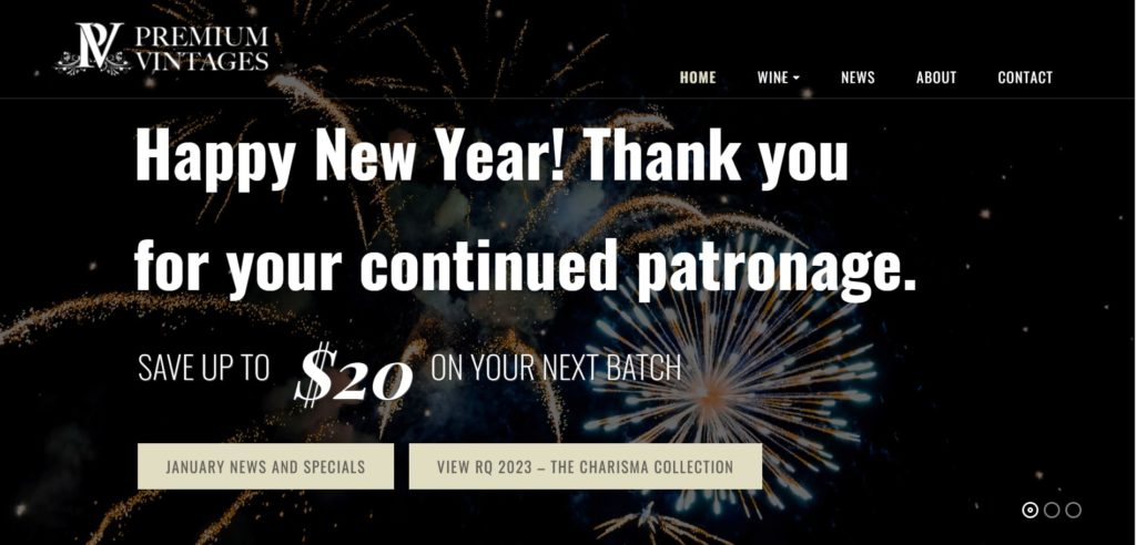 Premium Vintages Homepage