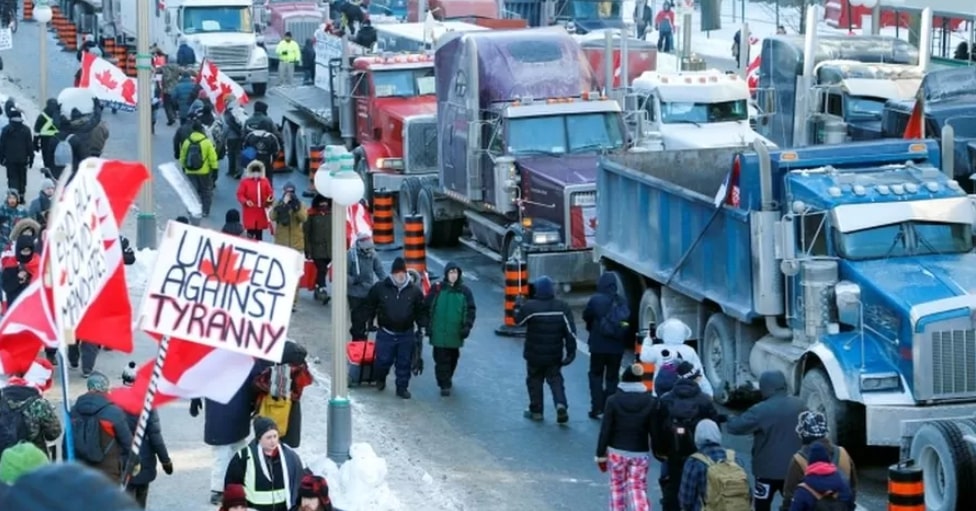 Trucks during the “Freedom Convoy”