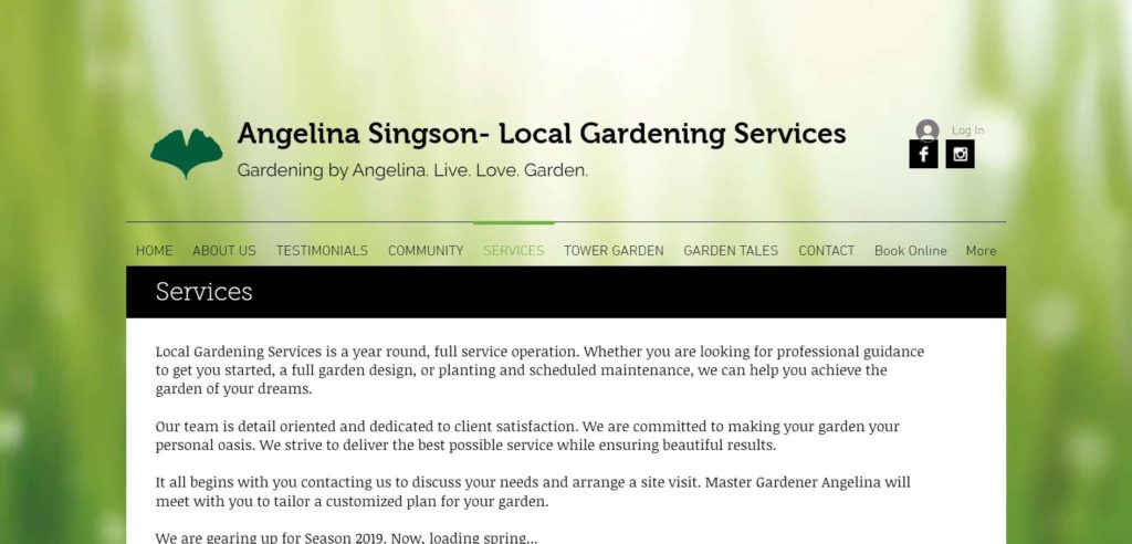 Angelina Singson Local Gardening Services Homepage