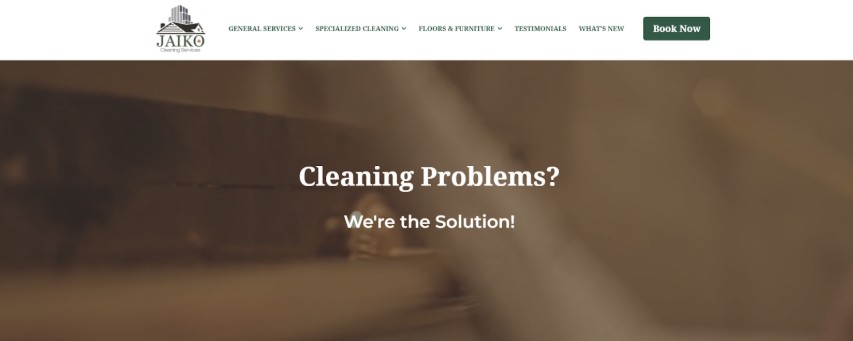jaiko cleaning services homepage
