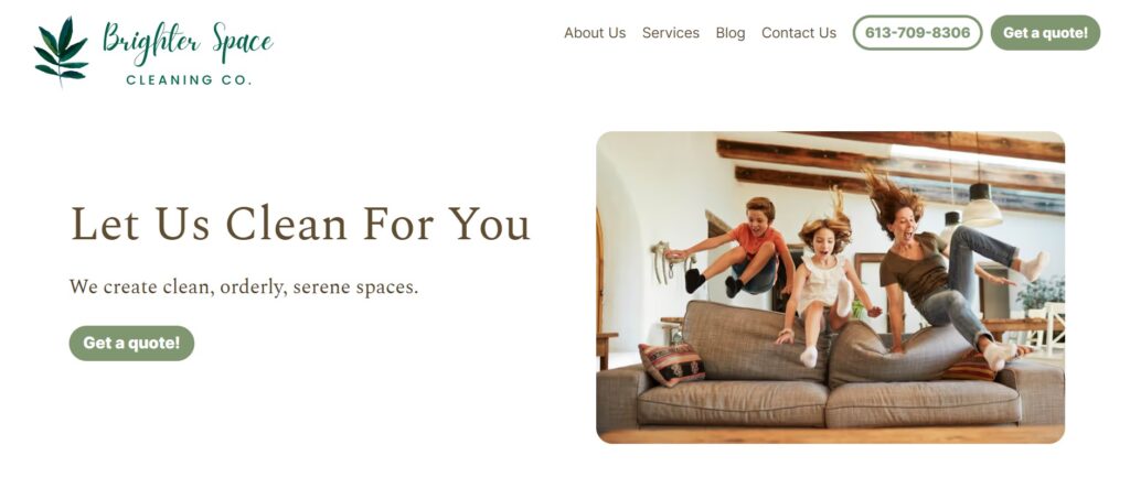 brighter space homepage