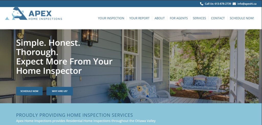 apex home inspection homepage